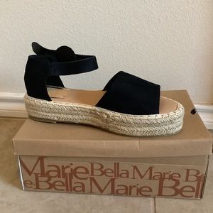 Black Strap Low Platform Sandals